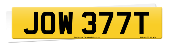 Registration number JOW 377T
